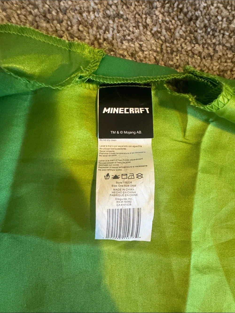 Kids Green Pixel Creeper Costume Cape Minecraft